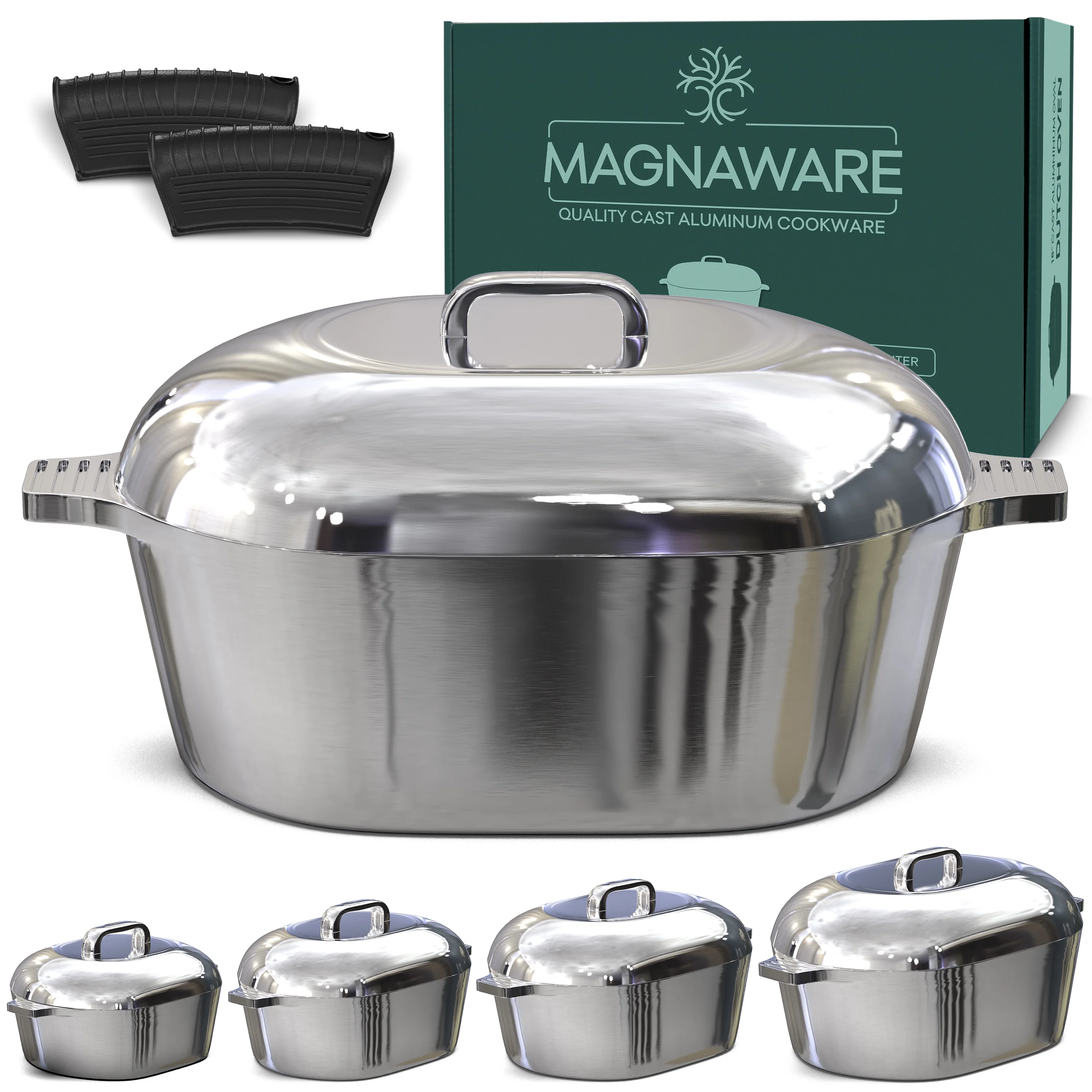 MAGNAWARE Cast Aluminum Oval Dutch Oven - Lightweight Cajun Cookware 12.6 Quart (18 inch)
