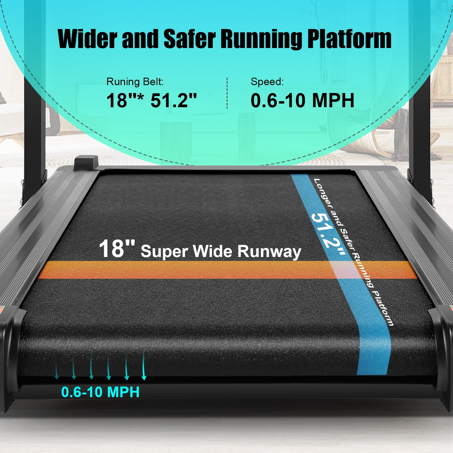 Treadmill 300 lb Capacity with Inclines, 3.25HP Brushless Motor, 18 Inch Wide Foldable Treadmill with APP & Bluetooth Speakers, LCD Display, Walking Running Machine for Home Office with 36 Programs