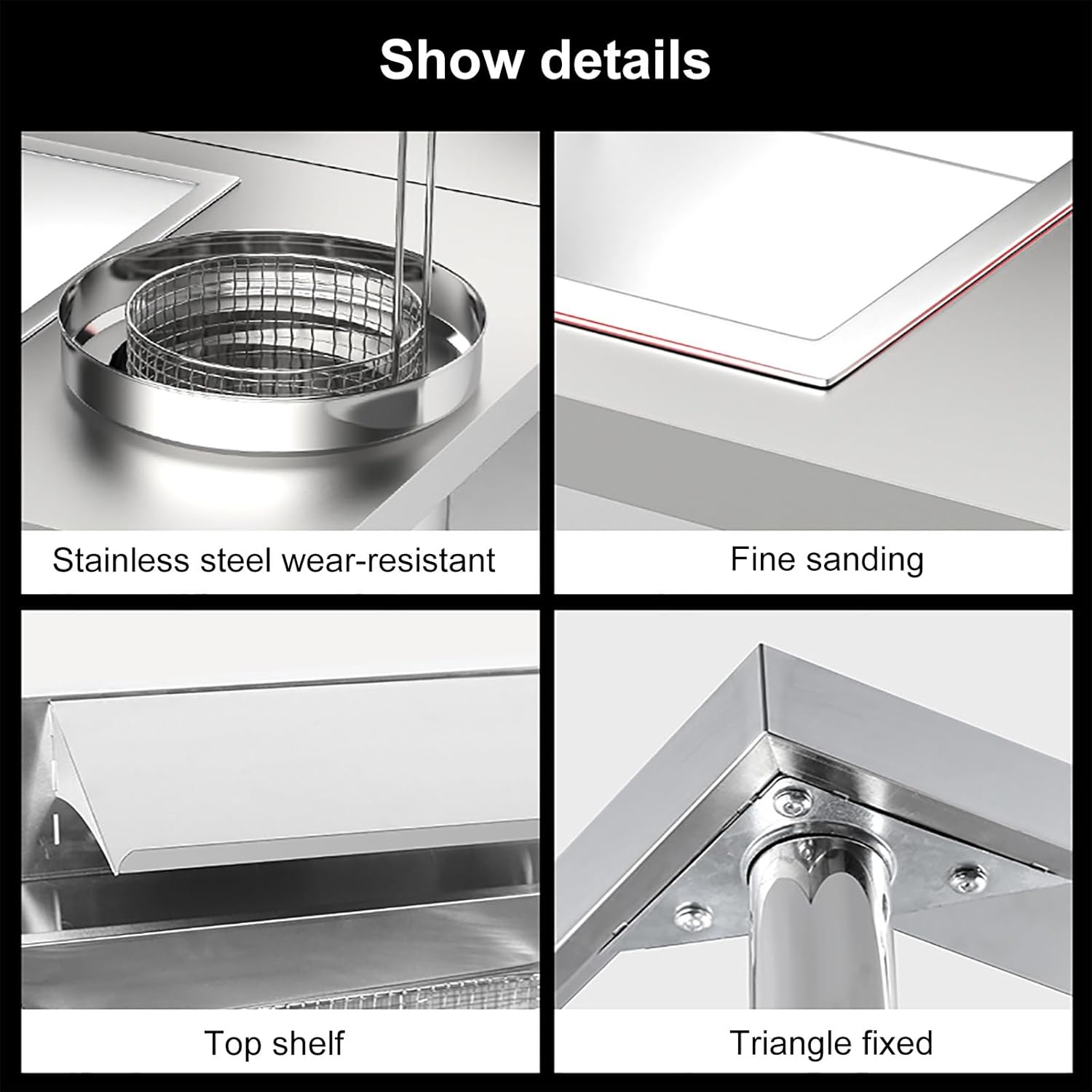 Breading Table Commercial Fried Food Prep Table, Quality Stainless Steel Fried Food Prep Station Heavy Duty Commercial Work Table for Restaurant, Home and Hotel