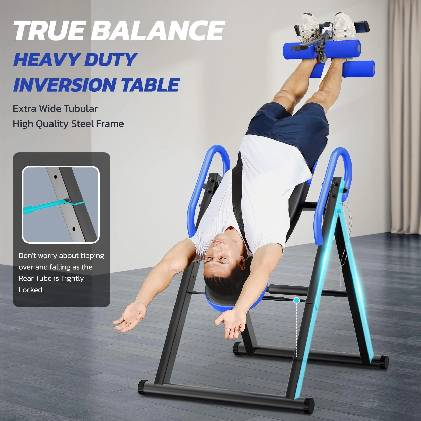 Heavy Duty Inversion Table,300 Lbs Capacity with Adjustable Protective Belt,0°-85°Foldable Save 70% Space Inversion Table for Back Pain Relief,Red