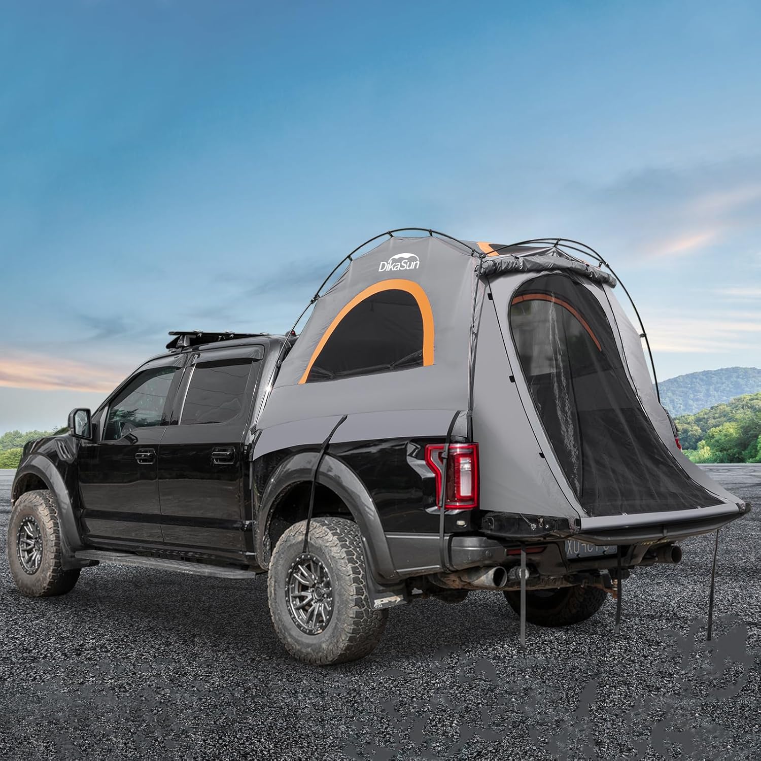 Pickup Truck Bed Tent: Double Layer Quick Setup Pickup Tent 6.4-6.7 Ft, Waterproof PU3000mm Tear-Resistant Truck Tent for Camping (Grey)