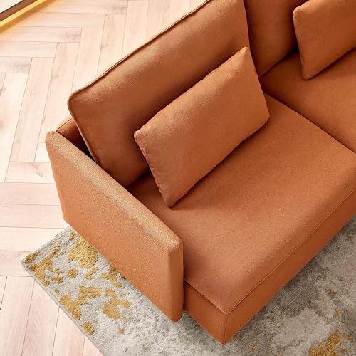 L Shaped Sectional Couch Sofa, 5 Seat Sofas with 5 Waist Pillow, Mid Century Modern Sectional Couches for Living Room, Small Apartments and Office (Beige)