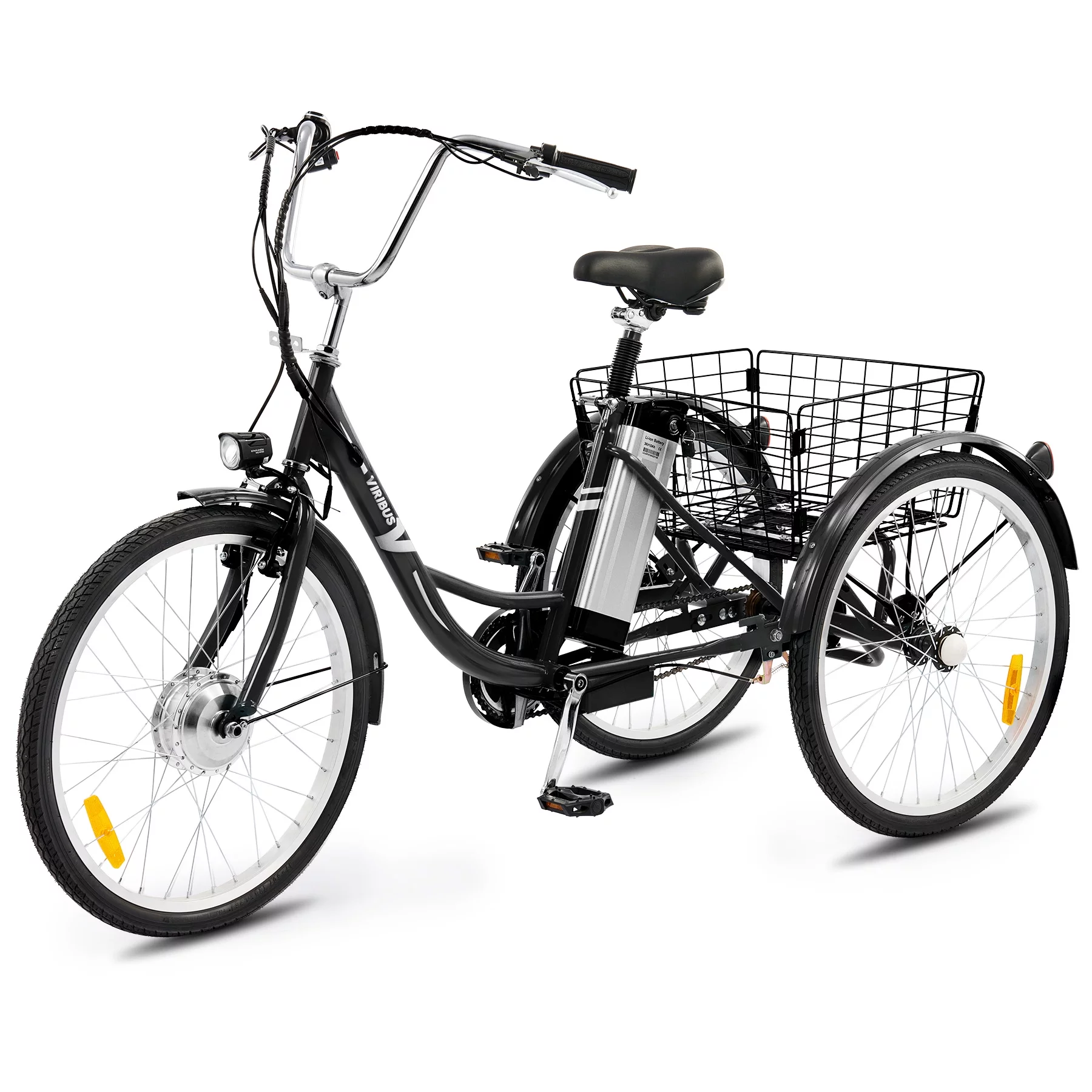 26" Electric Tricycle for Adults 3 Wheel Electric Bike 250W Electric Trike Black