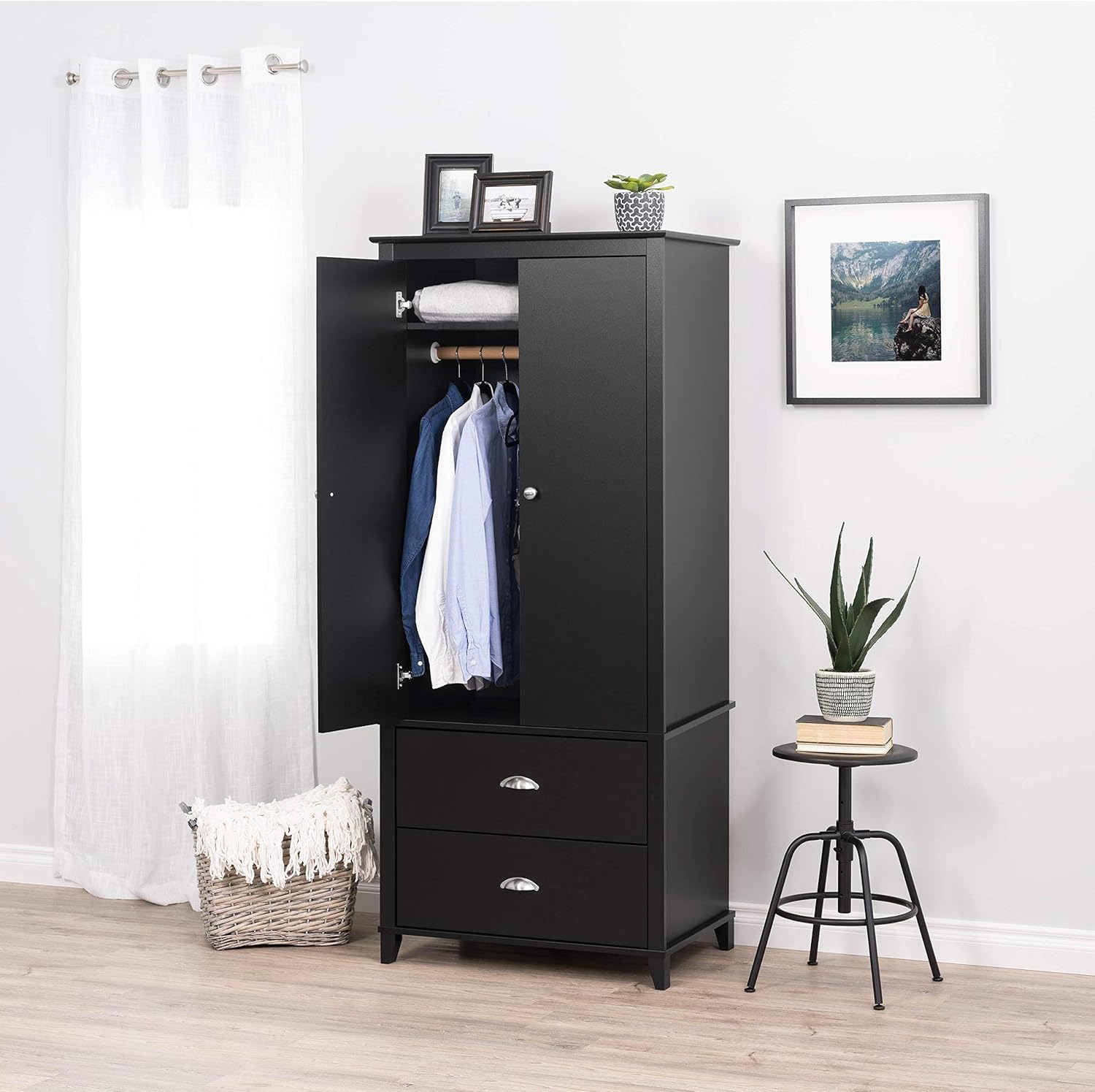Prepac Yaletown Armoire, 31.5" W x 72" H x 21" D, White
