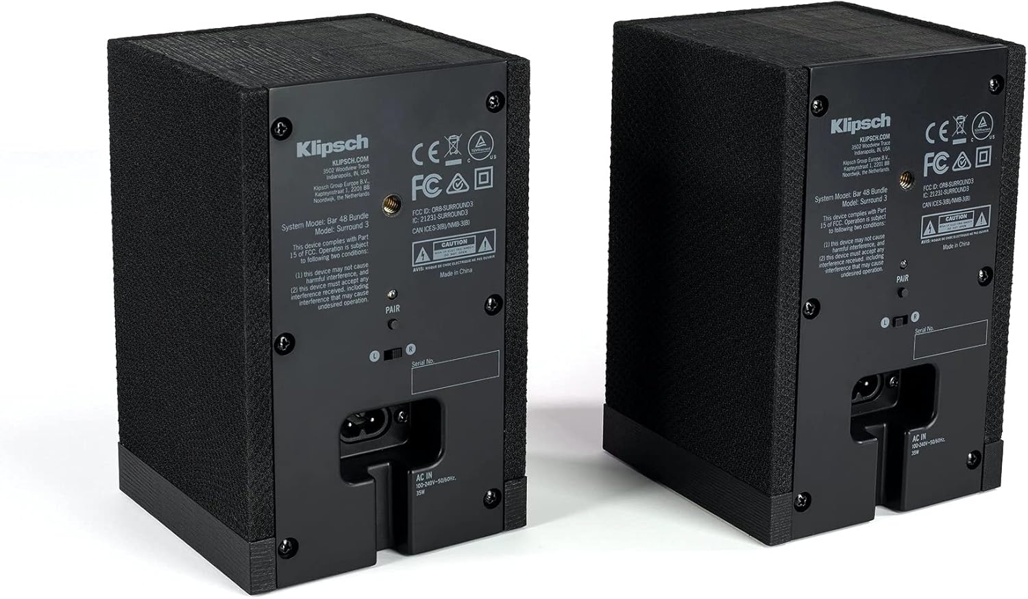 Klipsch Surround 3 Speaker Pair, Black, Model:1067530
