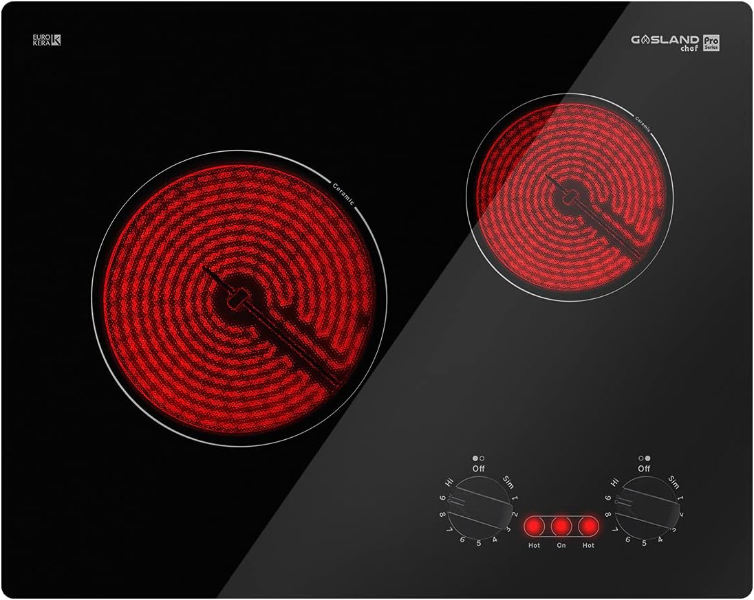 Electric Cooktop 30'', GASLAND Chef Pro Series Built- in Ceramic Cooktop 4 Burners, 220V Smoothtop Style Cooktop, Knob Control, Hot Surface Indicator, ETL Approved