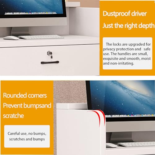 Small Reception Desk,Reception Desk with Counterand LED Lights,Checkout Counter with Drawers, Standing Front Receptionist Desk, Reception Counter for Supermarket Convenience Store Hotel (White, 60cm)
