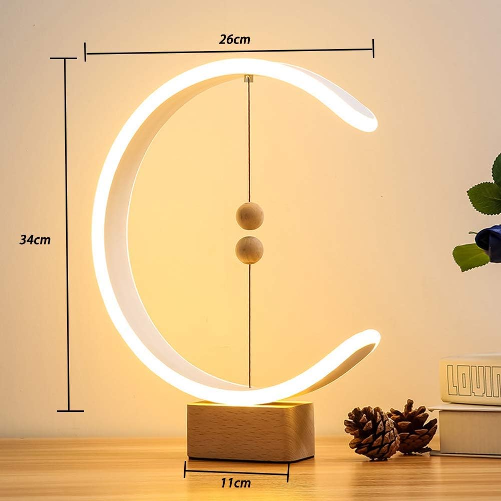 Heng Balance Lamp Switch on in mid-air USB Powered LED Table lamp Warm Eye-Care Designer Desk lamp ,Contemporary Soft Light Office Modern Home Dorm Bedside Gift lamp (Wood)