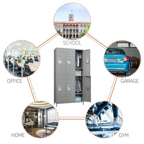 METAN Metal Storage Locker for School Office Gym Bedroom, 12 Doors Locker Cabinet for Employees, Industrial Steel Storage Locker with 12 Hooks, Assembly Required (12 Door-Light Gray)
