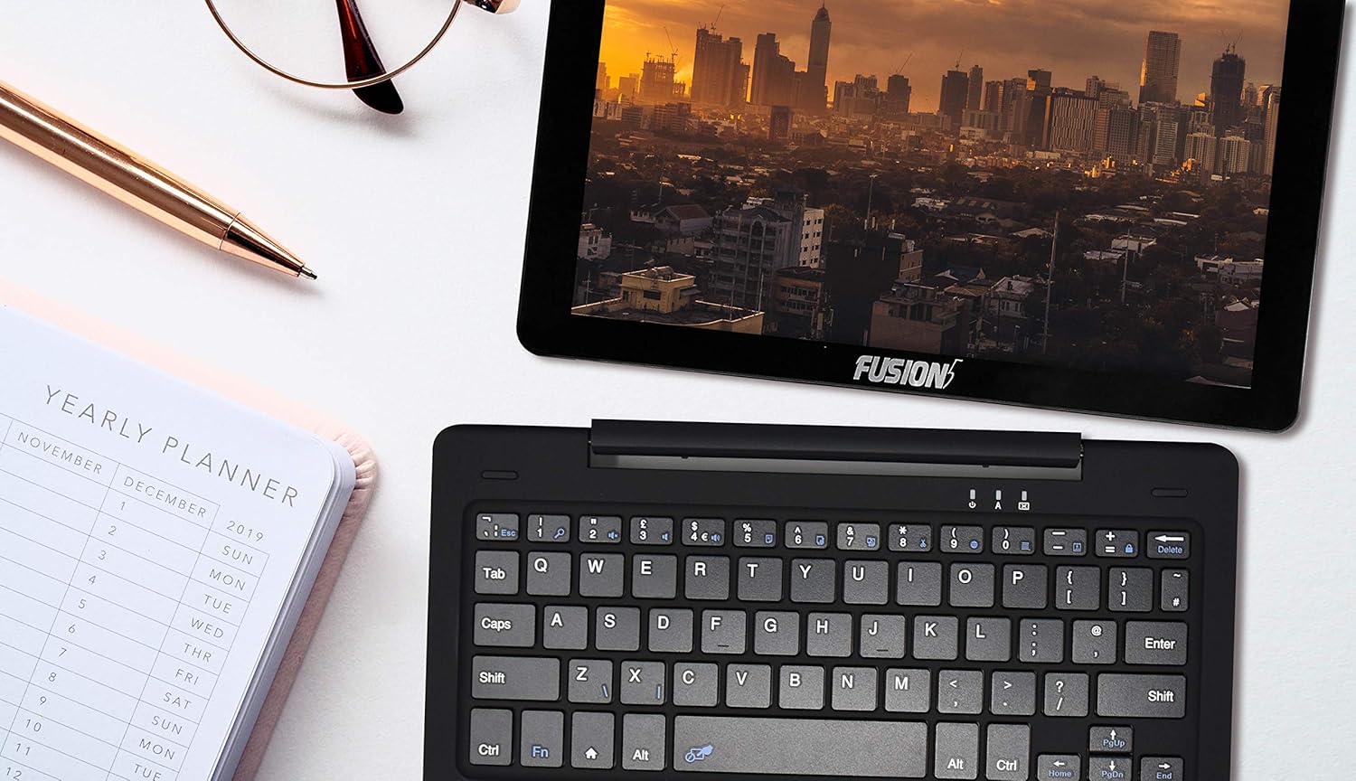 Fusion5 10.1" 2in1 Google Certified Android Laptop Tablet PC - (Powerful Processor, Android 10 Q, 3GB RAM, 32GB Storage, Dual Cameras, HD IPS, Type C, Bluetooth Tablet PC with Docking Keyboard)