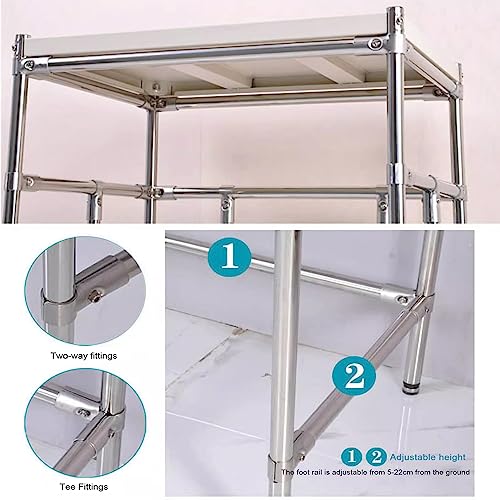 Adjustable Height Dryer Stand - Sturdy Stainless Steel Over Washing Machine Storage Rack Unit, Portable Stacking Kit for Washing Machine and Tumble Dryer - Max Load 300KG