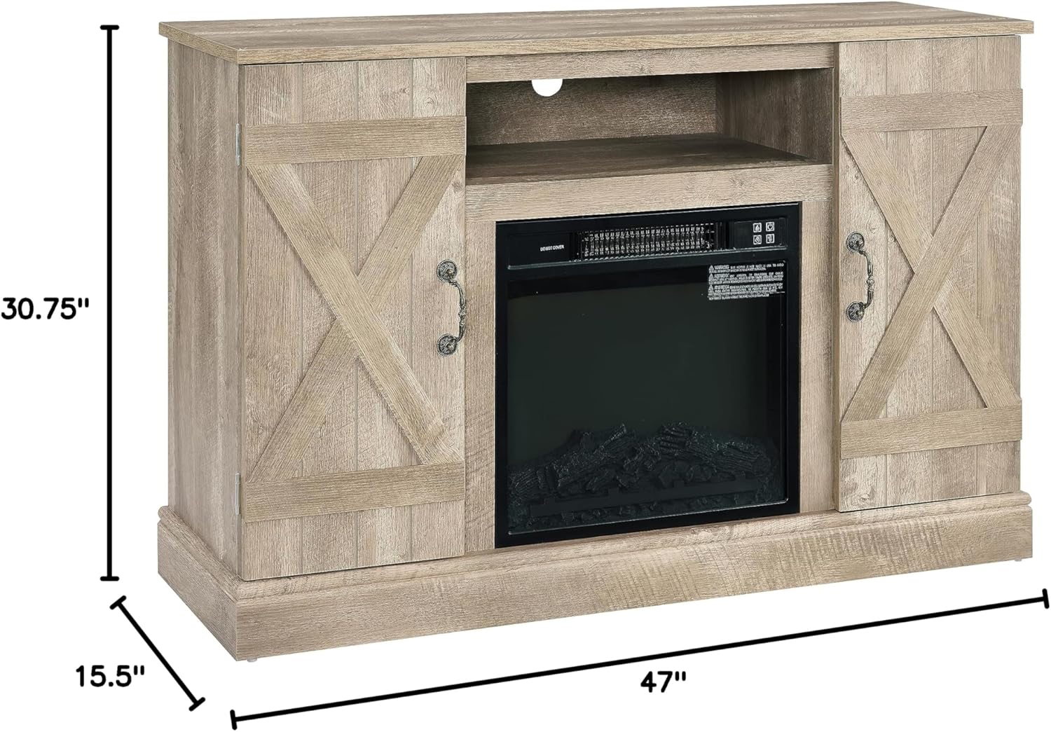 LANTRO JS Electric Fireplace TV Stand Tv Stands for Living Room with Fireplace Entertainment Center with Fireplace with 18inch Fireplace Insert for TV up to 50inch Light Gray