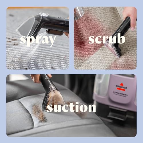 BISSELL Little Green Mini Cordless Portable Carpet and Upholstery Deep Cleaner, Car/Auto Detailer, with HydroRinse Self-Cleaning Tool and 4" Tough Stain Tool, 4015