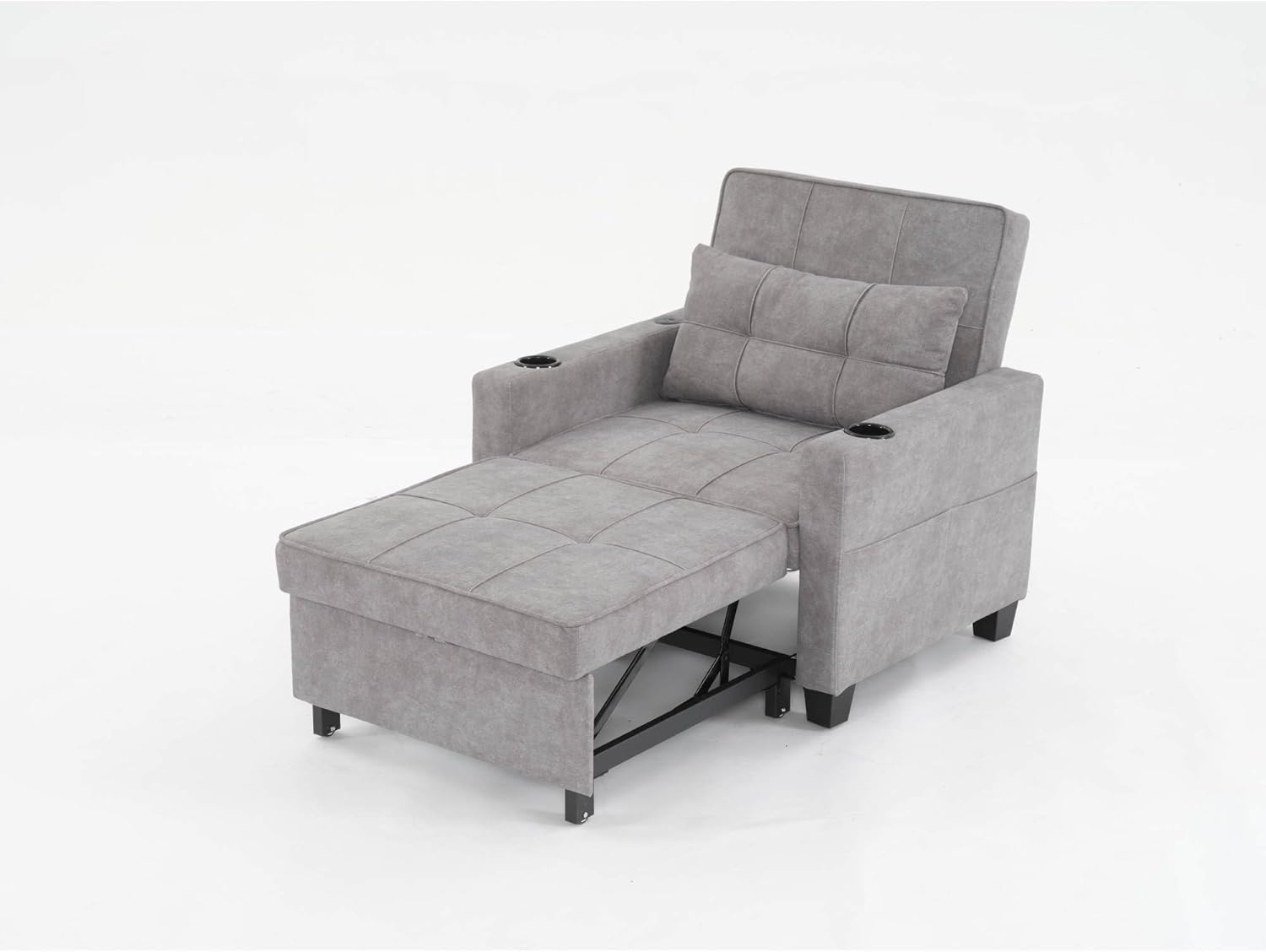 Futon Chair Bed Convertible Chair 3-in-1 Pull Out Sleeper Chair Beds with USB Ports,Wear-resistant and Anti-scratch, Armchair Bed Sleeper for Living Room (Light Grey Scratch Cloth)