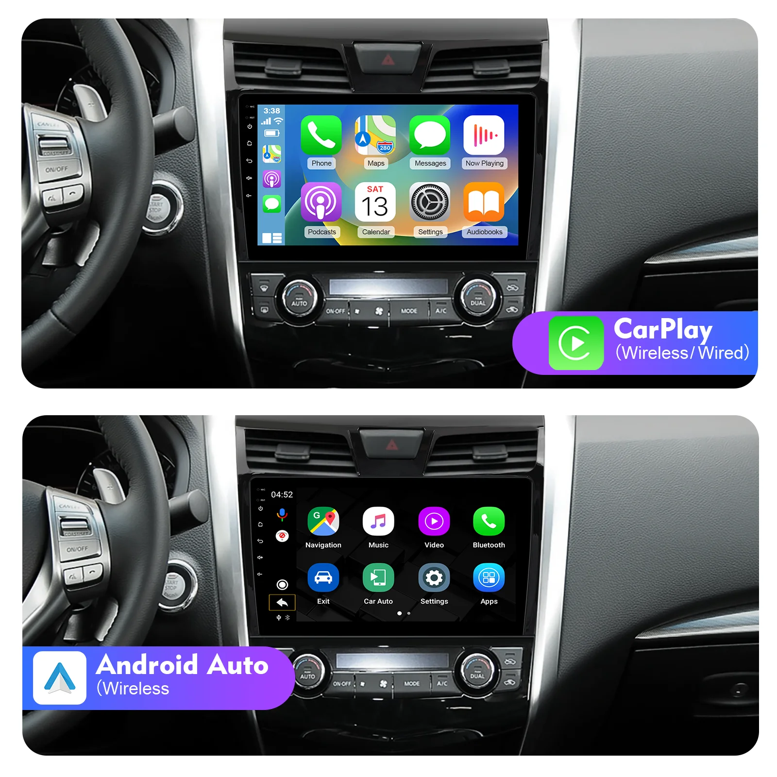 （6+128GB）10.1 inches Android 12 Double Din Car Stereo for Nissan Altima 2013-2018 IPS Touchscreen Screen Car Radio with Carplay & Android Auto Support Backup Camera GPS Navi FM BT