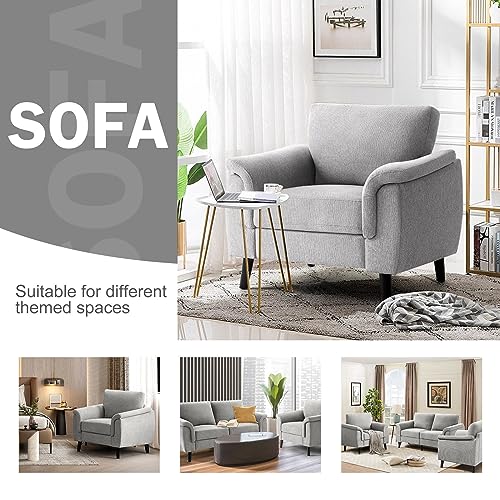 CDCASA Oversized Accent Chair,Chenille Fabric Mid Century Modern Chair, Comfy Upholstered Armchair Reading Chairs Single Sofa Chairs with Wood Legs for Bedroom Living Room, Blue, 2PCS
