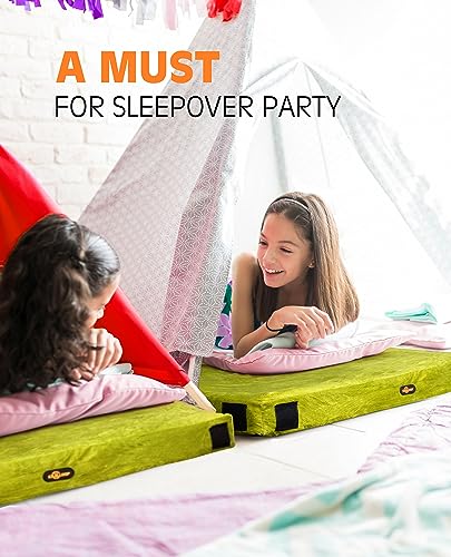 Thick Memory Foam Camping Mattress Sleeping Pad [Car/Tent/Cot] 3 Inch Portable Floor Mat Roll Up for Guests Kids Adult Sleepover