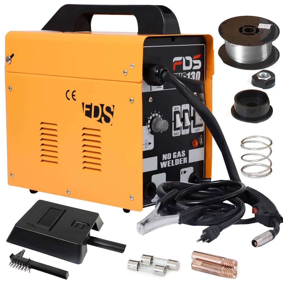 MIG 130 Welder Flux Core Wire Automatic Feed Welding Machine w/ Free - Yellow