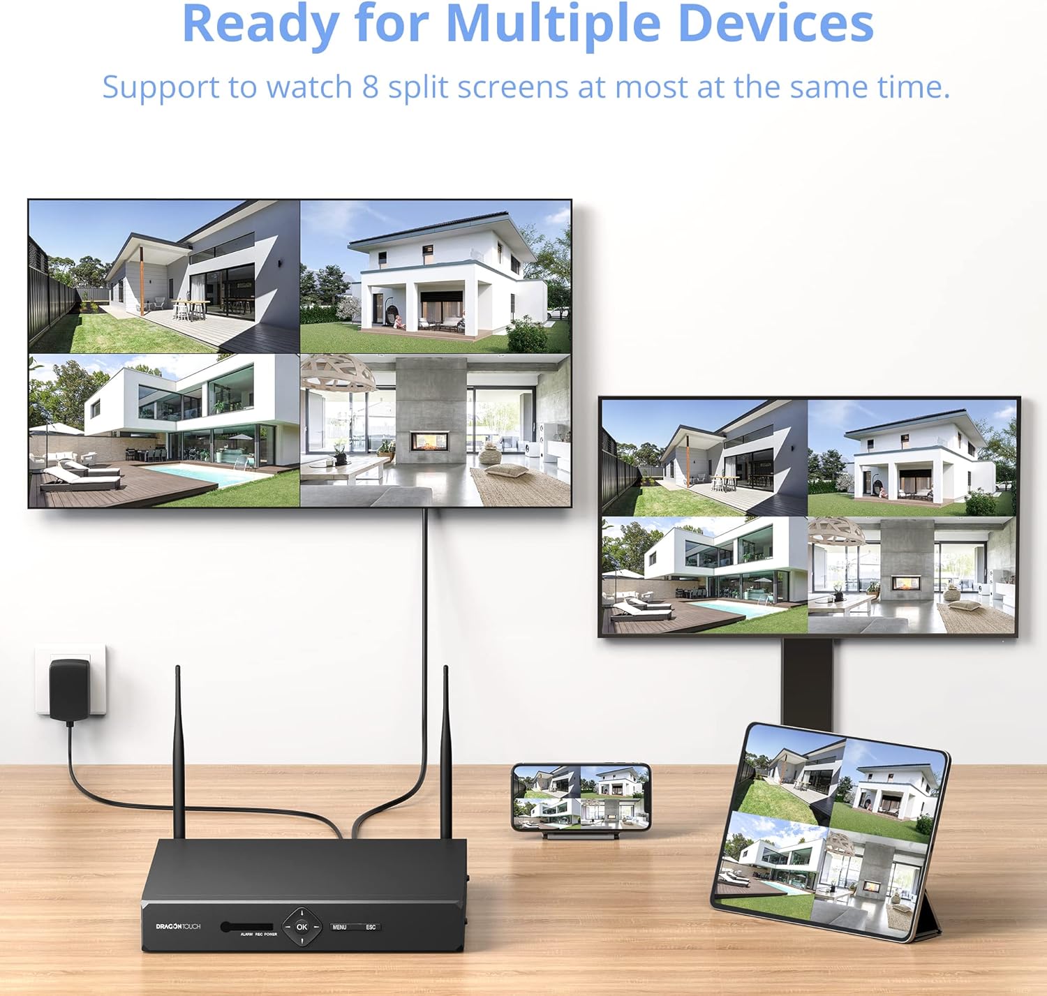 3MP Security Camera Outdoor, Dragon Touch 8CH NVR 4pcs WiFi Security Cameras System with Color Night Vision, Cameras for Home Security, AI Human Detection, Remote Access, Waterproof, No Hard Disk