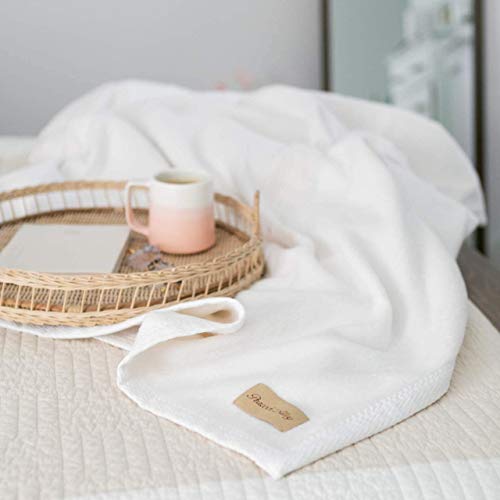 Peacock Alley All Seasons Luxury Cotton Blanket – 100% Long Staple Cozy Cotton Blanket for Sofa, Bed, and Crib - Throw Blanket, Natural