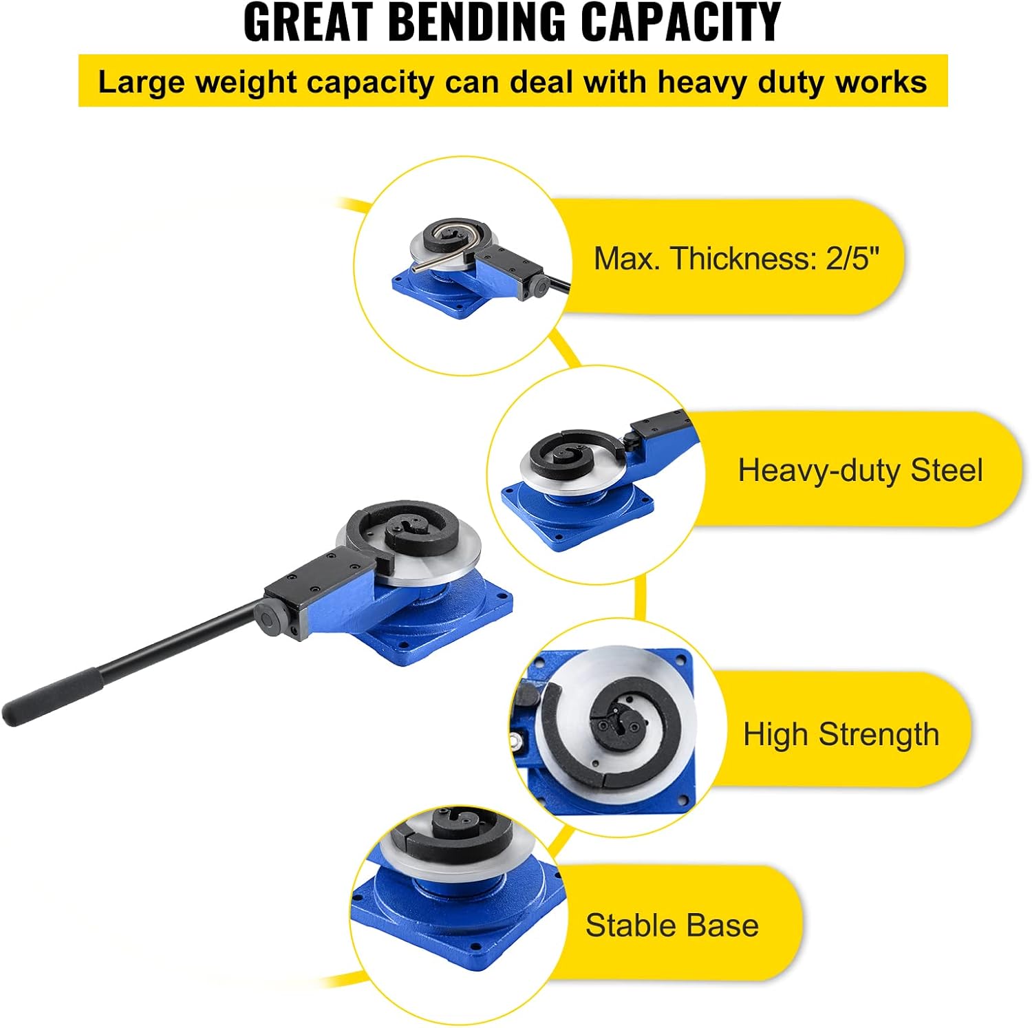 Happybuy Metal Scroll Bender SBG-30, High-Hardened Steel Scroll Bender With 3 Scroll Bender Tools, Universal Metal Rod Bender For Steel Brass Cooper Aluminum