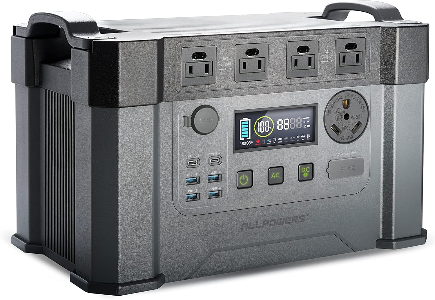 ALLPOWERS Portable Power Station Monster X Pro, 1500Wh MPPT Solar Generator with 4 2400W (4000W Peak) AC Outlets, UPS Function, 30A RV Output for Outdoor Camping Home Use Emergency