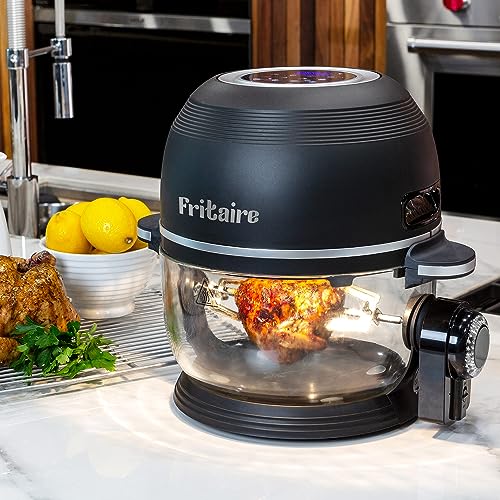 Fritaire Non-Toxic Air Fryer - Glass AirFryer 5 Quart w/ 360 Visibility, Self-Cleaning, 400F Vortex Air Fryer for Even Cooking, BPA-Free Teflon Free, 6-in-1 Functions Bake - Black/White