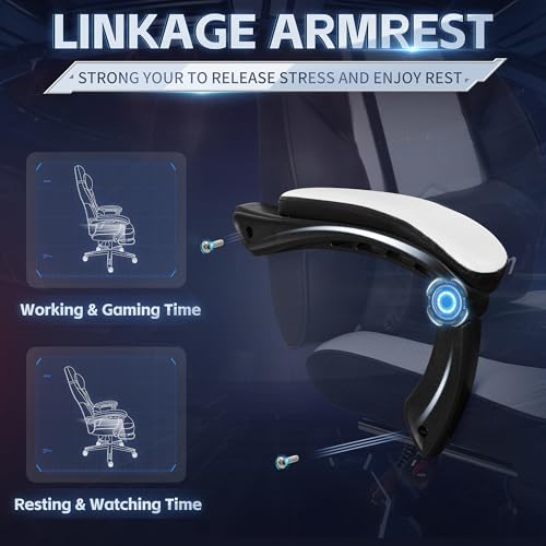 Gaming Chairs for Adults, Computer Chair with Footrest and Ergonomic High Back, Big and Tall Gamer Chairs with Massage Lumbar Support, 360° Swivel Height Adjustable, Blue