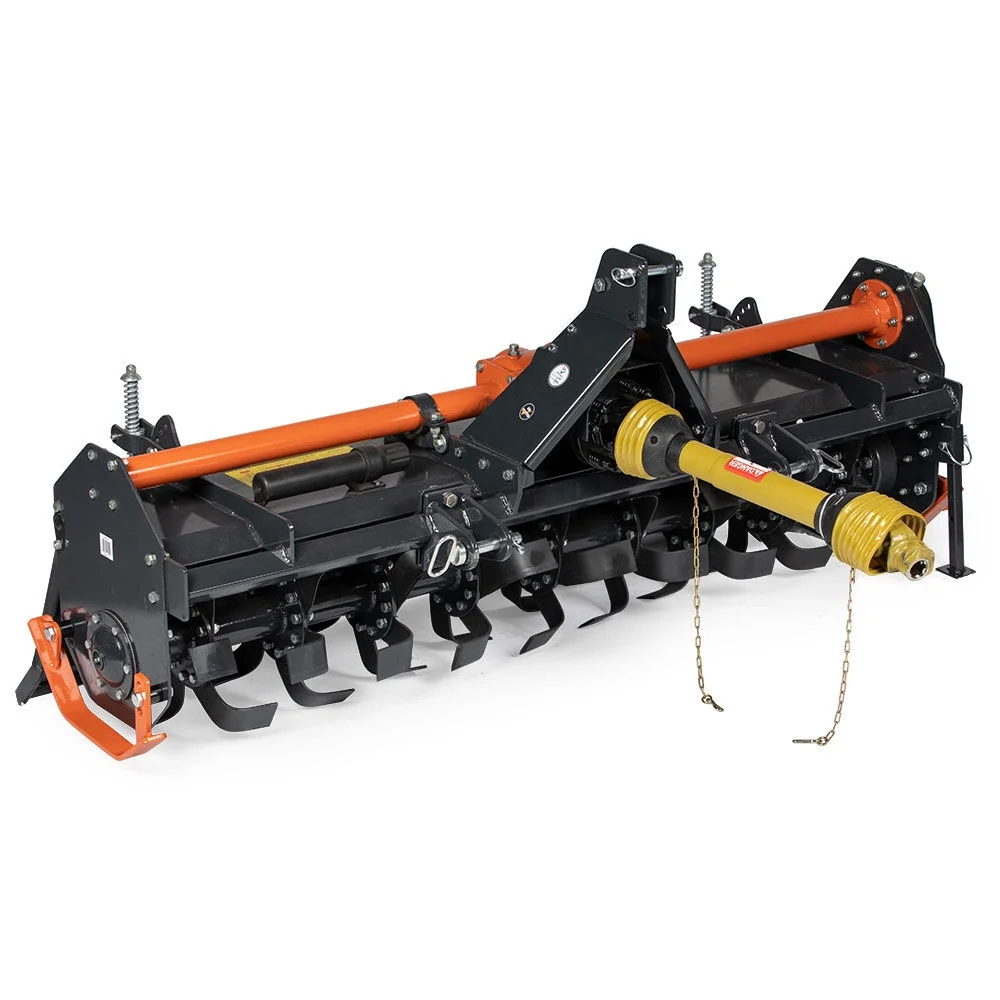 Titan Attachments 3 Point 72in PTO Driven Rotary Tiller, Category 1 Tractors, Single Speed Gear Drive, L-Shaped Tines Work 5in Deep