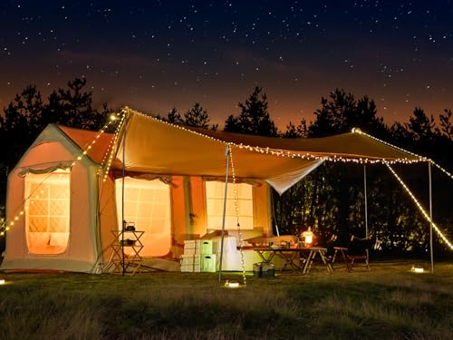 YOLENY Inflatable Tents for Camping, 4/6/8/10/12 Person Tent with TPU Skylight, Mesh Windows, Stove Jack & Pump, Easy Setup 4 Season Glamping Tent, Waterproof & Windproof
