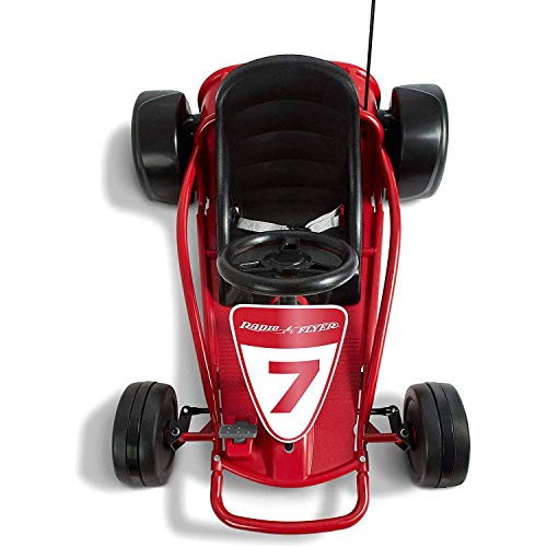 Radio Flyer 36V Battery-Powered Kids Electric Go-Kart with Adjustable Seat, Rubber Wheels, Grey