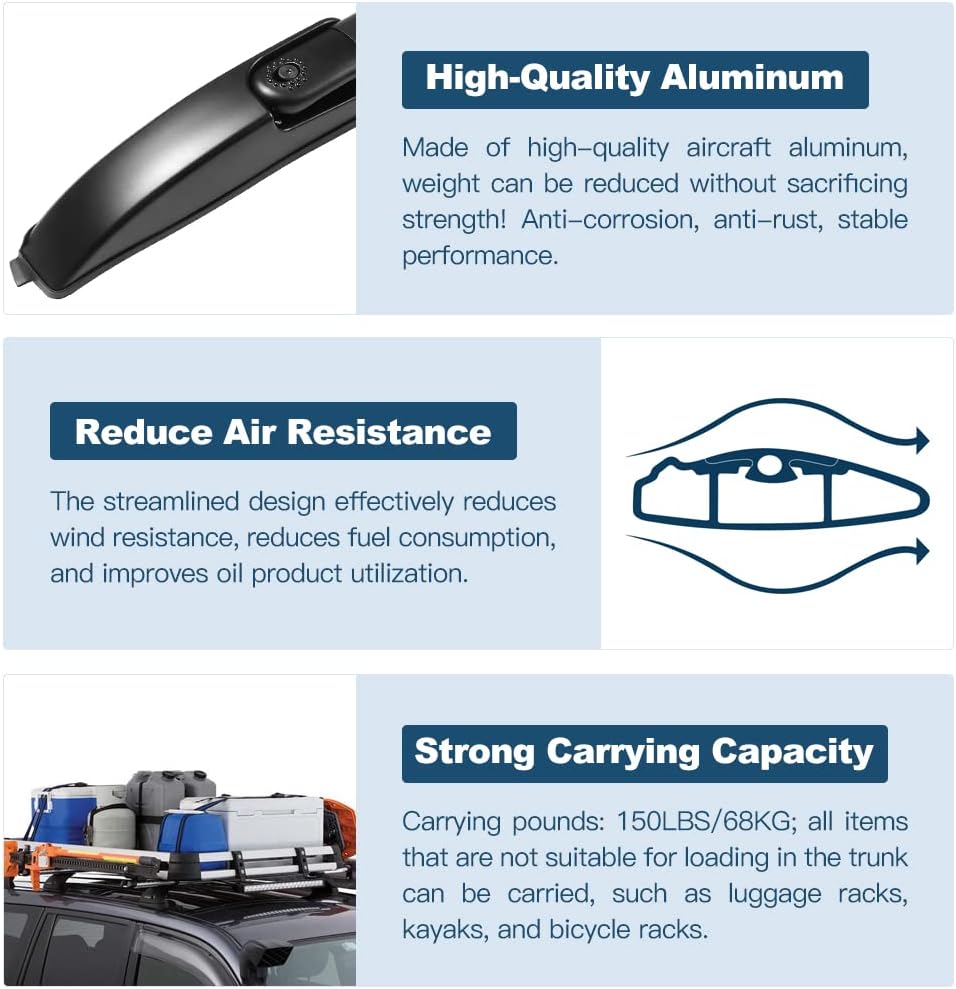 ECCPP Cross Bars Roof Rack fit for Toyota for Tacoma Double Cab 2005-2022 Cargo Racks Rooftop Luggage Canoe Kayak Carrier Rack(Not Fit Access Cab) - 2 Pieces