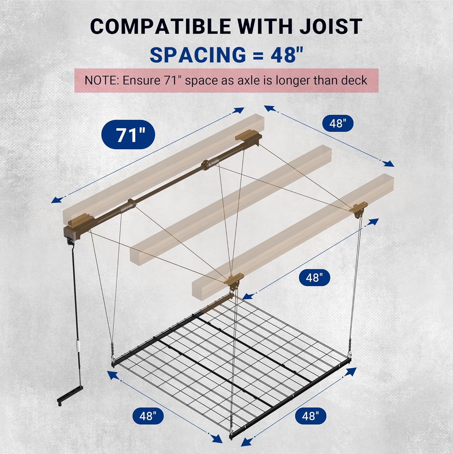FLEXIMOUNTS Garage Lifting Metal Rack, 4x4 Ft Overhead Garage Storage Racks, Adjustable Heavy-Duty Ceiling Organization System, 300lbs Weight, Satin Black