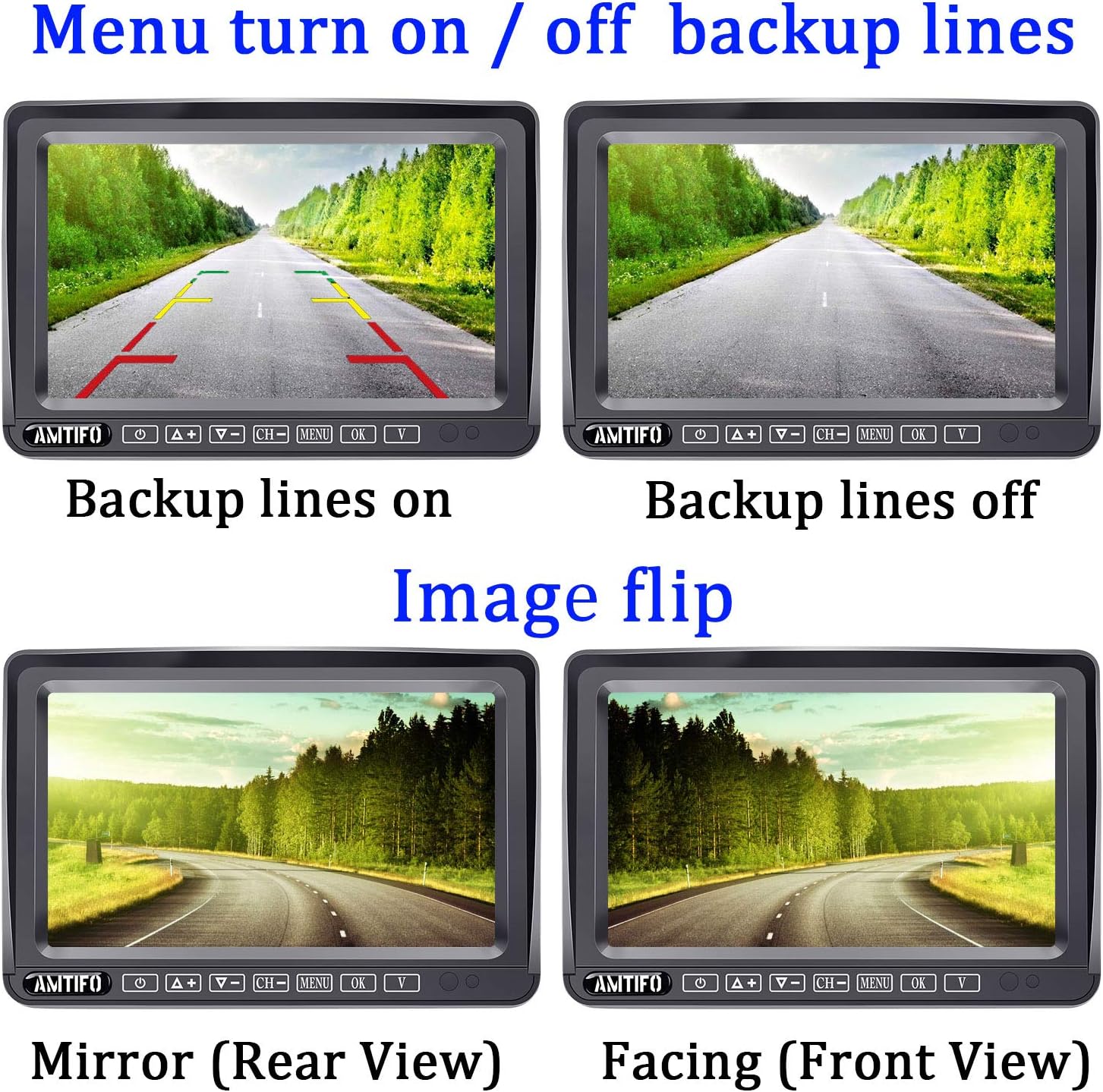 Trailer Backup Camera HD 1080P Back Up Camera Systems Wireless with 7 Inch DVR Monitor Car Security Camera System for Truck RV Camper Adapter Compatible with Furrion Pre-Wired RVs - AMTIFO A5