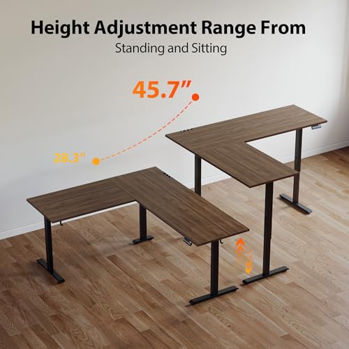 Agilestic L Shaped Electric Standing Desk with 2 Drawers, 63 Inch Ergonomic Adjustable Height Desk with Storage, Corner Desk Sit Stand up Computer Table for Work Office Home, Rustic Brown