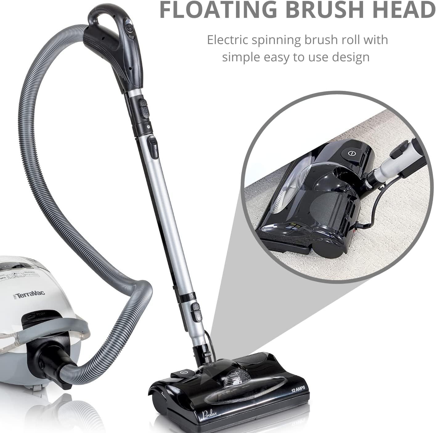 Prolux TerraVac Deluxe Series 5 Speed Canister Vacuum Cleaner with HEPA Filtration and Electric Powerhead