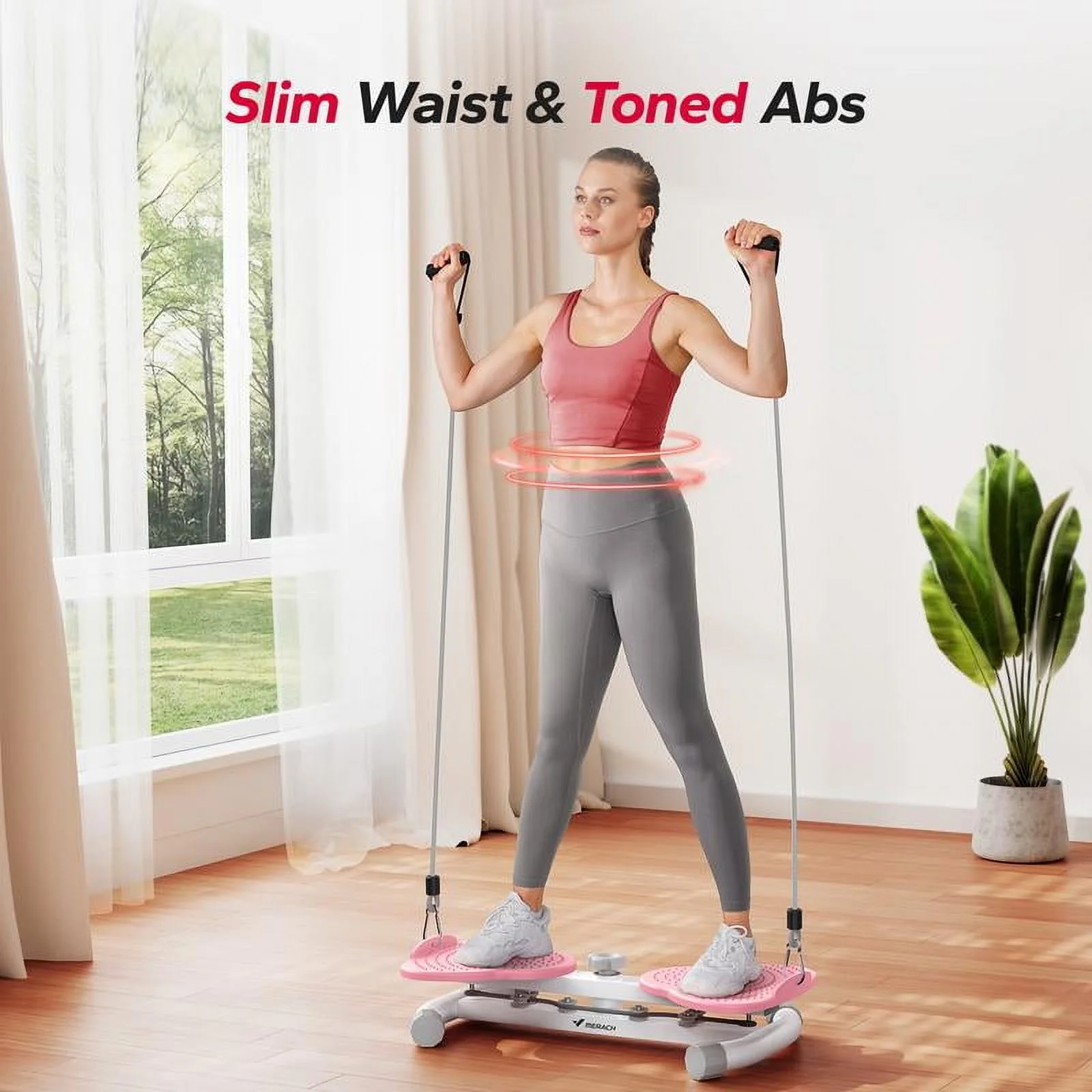 MERACH Waist twist Machine, slim waist and toned abs, 300 lbs weighing, can stand with feet apart, double non-slip, no noise use Exercise Equipment Abdominal Roller Workout