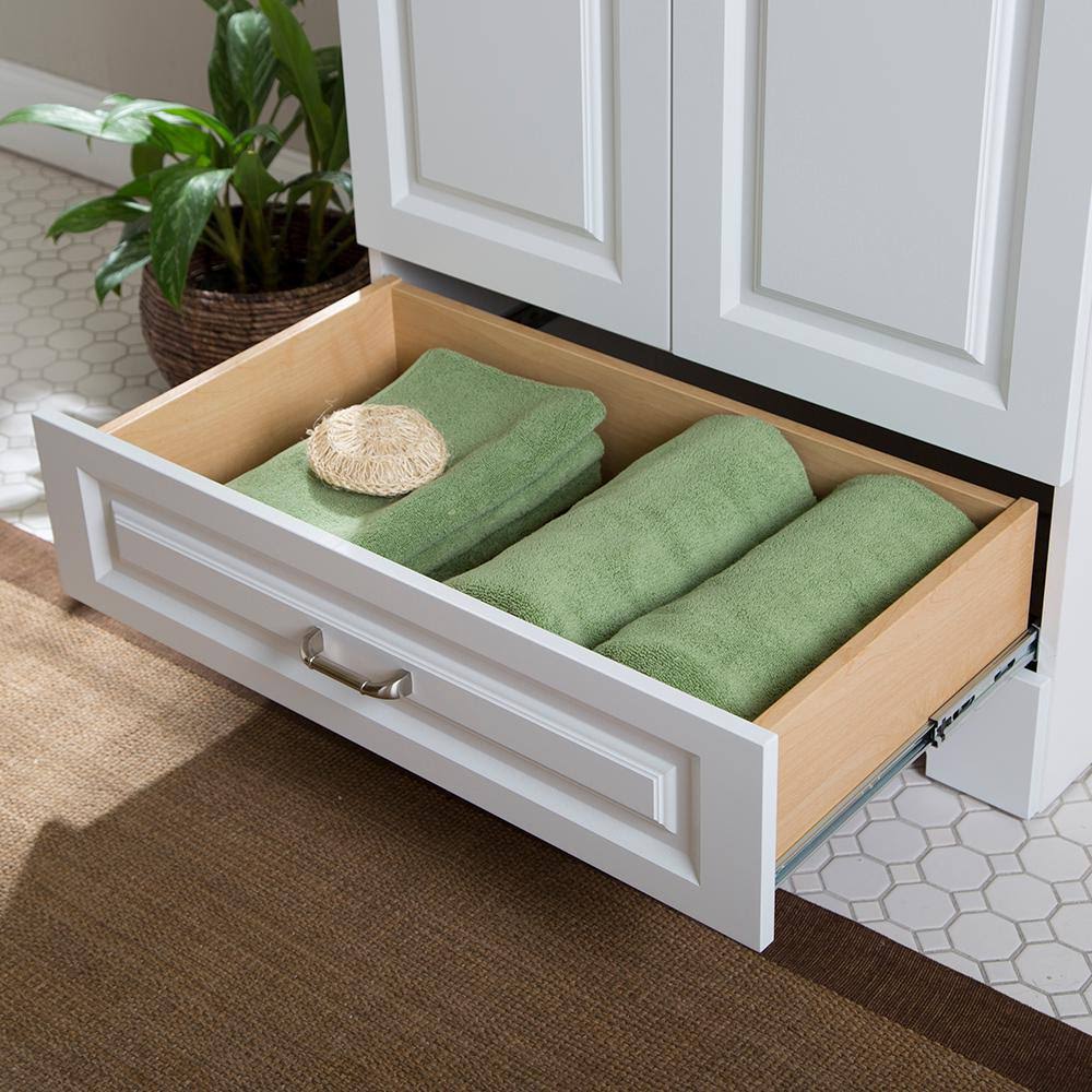 Glacier Bay Lancaster 30 in. W Bath Vanity in White with Cultured Marble Vanity Top in White