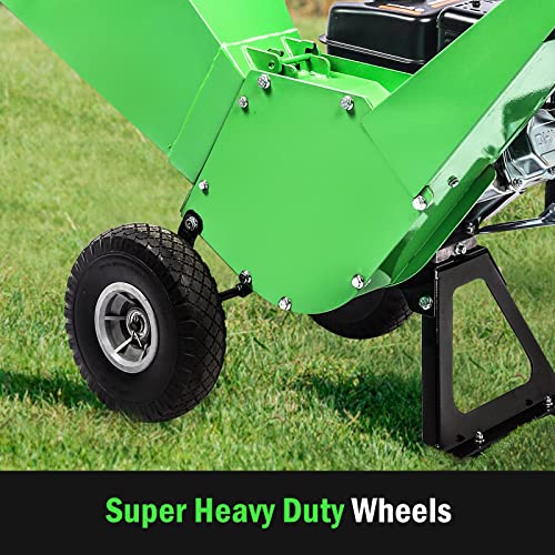 R30 Wood Chipper 7HP Gas Powered, 3" Inch Max Cutting Diameter, All Steel Construction, Heavy Duty Shredder Mulcher 15: 1 Reduction