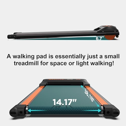Walking Pad,Max 2.5 HP Portable Under Desk Treadmill,265LBS Capacity Installation-Free Treadmills for Home & Office Small,Remote Control LED Display