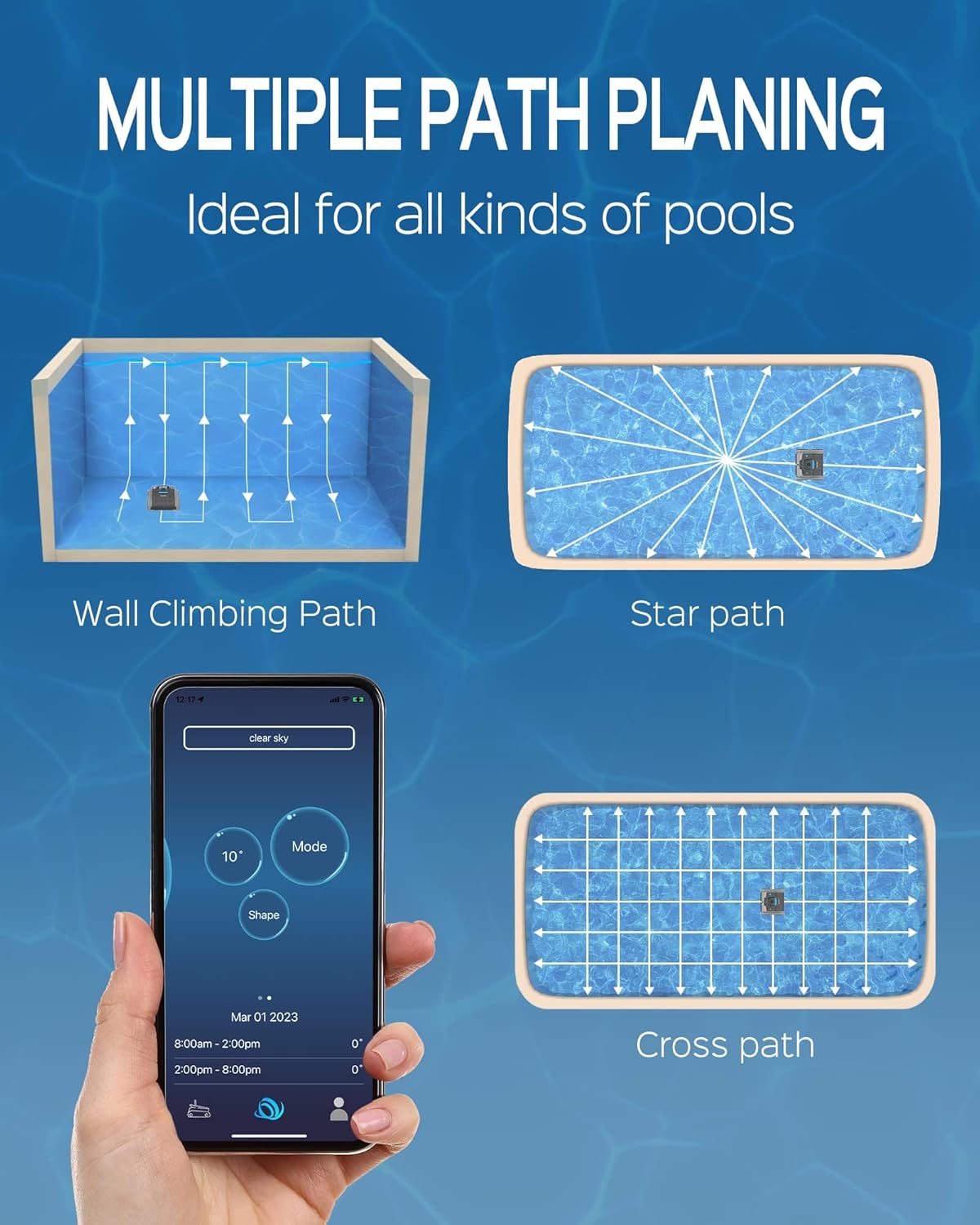WYBOT Wall Climbing Robotic Pool Cleaner with APP, Excellent Suction Power, Smart Navigation Technology, 15000mAH Large Battery, LED Indicator, Automatic Pool Vacuum for Inground Pools- Osprey 700 Max