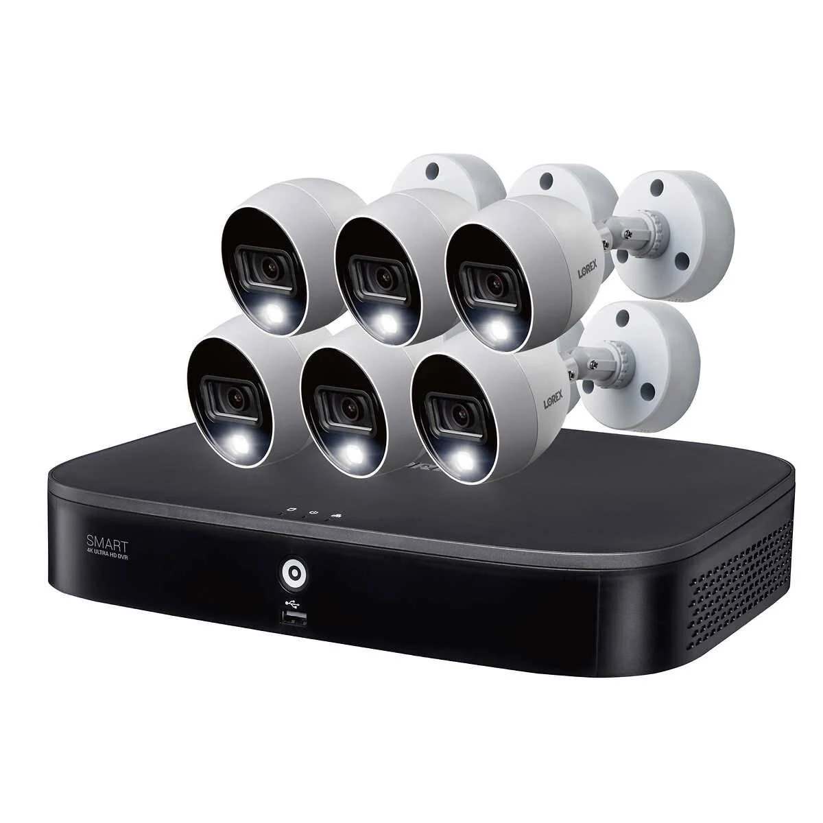 Lorex 4K Ultra HD 8-Channel DVR Security System with 6 4K Active Deterrence Cameras with Color Night Vision - Smart Motion Detec