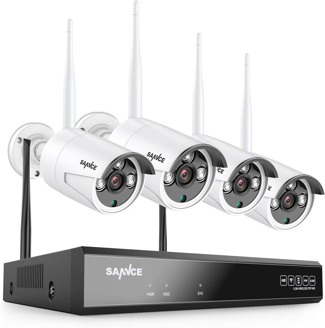 3MP Wireless Security Camera System, SANNCE 8CH 5MP CCTV NVR and 3MP 4Pcs WiFi Outdoor/Indoor Security IP Cameras, Works with Alexa, One-Way Audio, Motion Alerts, AI Human Detection, 1TB Hard Drive