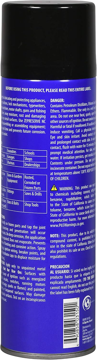 Zepreserve NC Penetrant and Lubricant 15 Ounce 31501 (Case of 12)