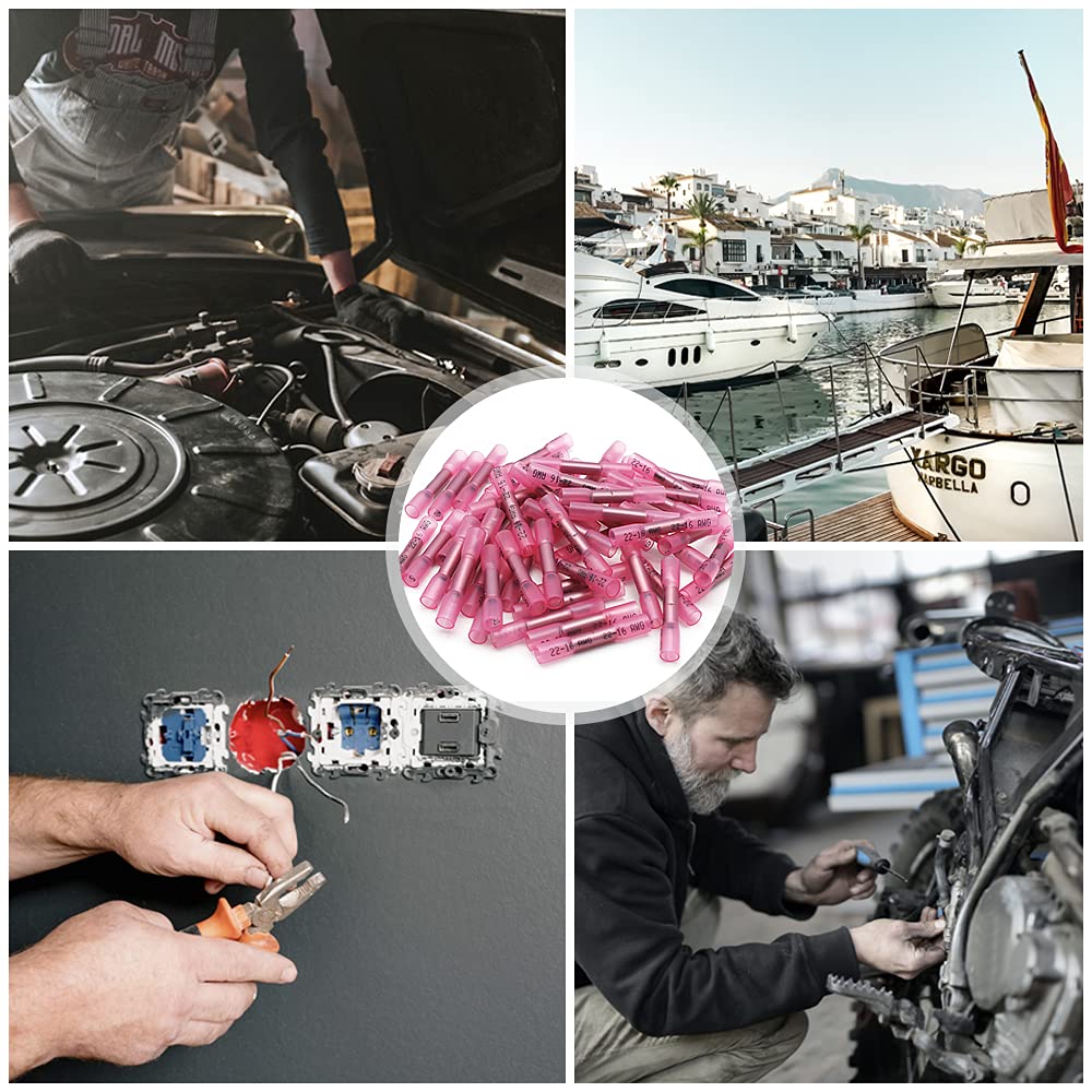 1000 Pcs Blue Heat Shrink Butt Connectors, 16-14 AWG Waterproof Electrical Crimp Wire Splice for Marine, Cable, Wiring
