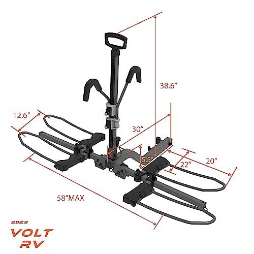 HYPERAX Volt RV 4X - Hitch Mounted 4 Bike Rack Carrier for RV, Camper, Trailer,Motorhome, Toad with 2" Class 3 or Higher Hitch Fits Up to 2x75lb E Bike +2X50lb Bikes with Up to 5" Fat Tire