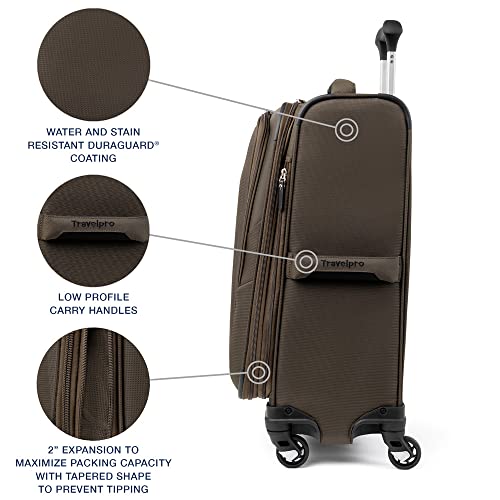 Travelpro Maxlite 5 Softside Expandable Carry on Luggage with 4 Spinner Wheels, Lightweight Suitcase, Men and Women, International, Slate Green, Carry on 19-Inch
