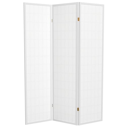 Red Lantern 6 ft. Tall Window Pane Shoji Screen-Natural-4 Panels Room Divider