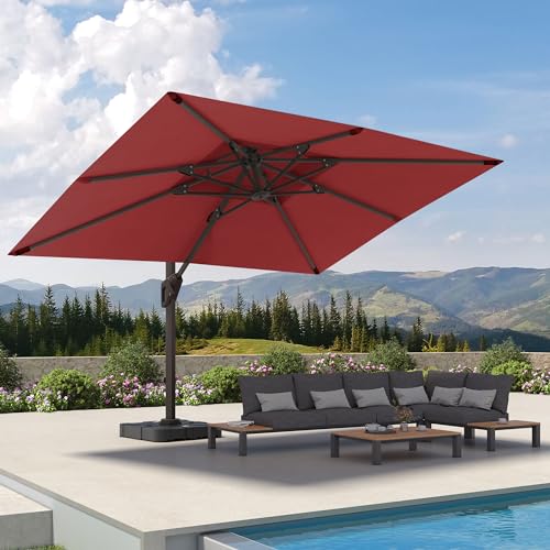 9' X 12' Cantilever Patio Umbrella 360°Rotation Rectangular Outdoor Umbrella, Double Top Large Offset Sun Shade Umbrella for Garden Deck Pool Backyard Patio, Turquoise
