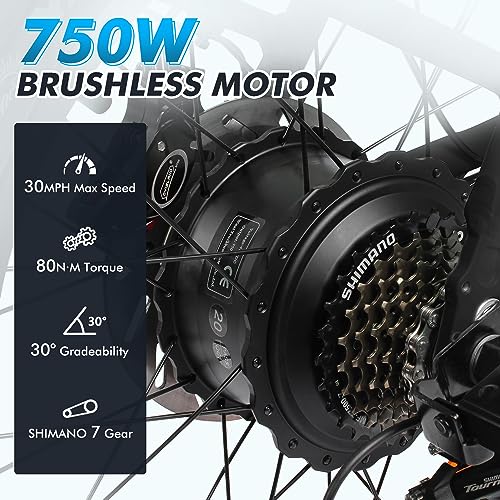 Titan 32Ah Battery 100 Miles Long Range 750W Folding Electric Bike for Adults Cruise Control Dual Shock Absorber 7-Speed Color Display Commuter Bike with 2 Seat Class 2 Electronic Horn